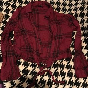 Plaid long sleeve crop top